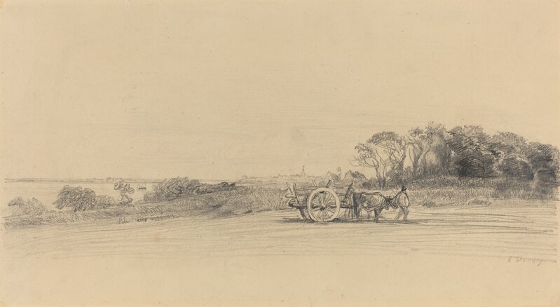 Eugène Boudin, ‘L'Ile aux Moines with Figure and Cart’, ca. 1858, Drawing, Collage or other Work on Paper, Graphite, National Gallery of Art, Washington, D.C.