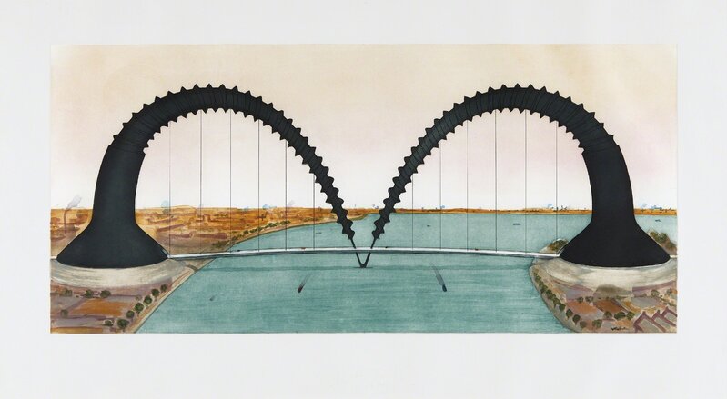Claes Oldenburg, ‘Screwarch Bridge (state III)’, 1981, Print, Aquatint, etching and monoprint in colors, on Arches paper, with full margins, Phillips