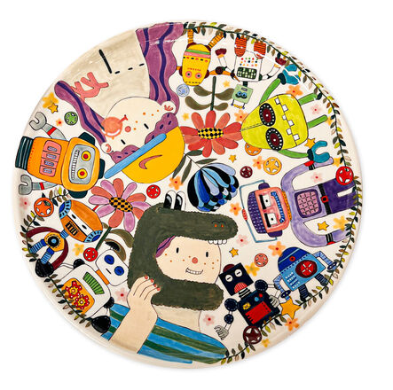 Jihye Han, ‘"A World of Its Own" Large Porcelain Plate with Colorful Figurative Elements’, 2023