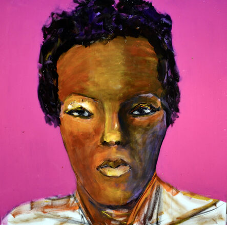 Haleh Mashian, ‘"Magenta 9" - Figurative Colorful Mixed Media Painting by Haleh Mashian’, 2020