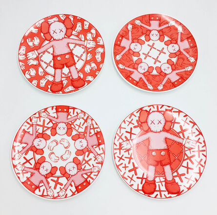 KAWS, ‘Limited Ceramic Plate Set (Set of 4) - Red’, 2019