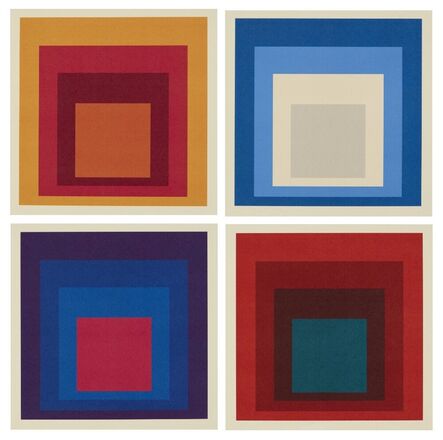 Josef Albers, ‘Homage to the Square, (Red with Green square); Homage to the Square, (Red with Orange square); Homage to the Square, (Blue); Homage to the Square, (Purple with Red square)’