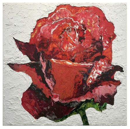 Haleh Mashian, ‘"Red Rose" - Textured Floral Painting by Haleh Mashian’, 2018