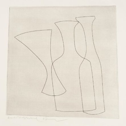 Ben Nicholson, ‘Two Bottles and Glass (1967) (signed)’, 1967