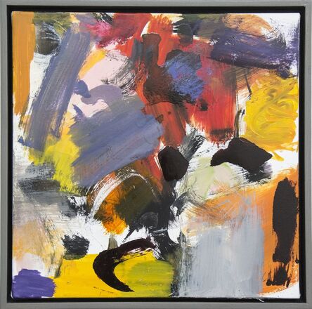 Scott Pattinson, ‘Kairoi No 23 - small blue, red, yellow, orange, gestural abstract, oil on canvas’, 2016