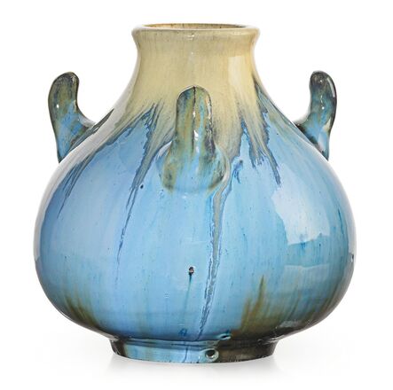Fulper Pottery, ‘Small vase with handles, Chinese Blue and ivory flambé glaze, Flemington, NJ’, ca. 1920
