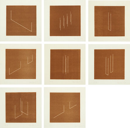 Fred Sandback, ‘Mappe mit 10 Umkehrlithographien (Portfolio with 10 Reverse Lithographs): eight plates (J. 62-7, 69-70)’, 1977
