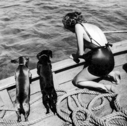 Toni Frissell, ‘Model with Two Daschunds’, ca. 1940