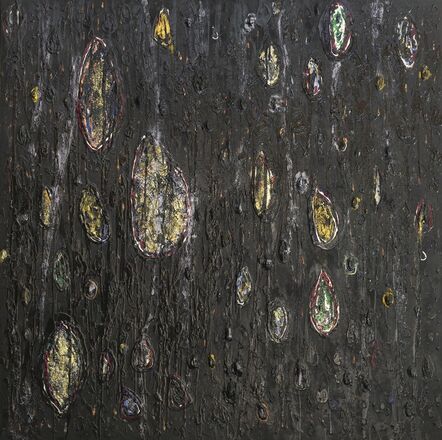 Haleh Mashian, ‘"Jeweled Black Tears" - Textured Mixed Media Monochromatic Painting by Haleh Mashian, 2018’, 2018