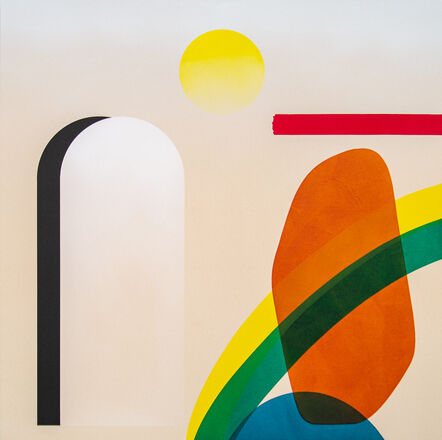 Aron Hill, ‘Shaded Archway with Earth and Red - bold, colorful, abstract, acrylic on canvas’, 2022