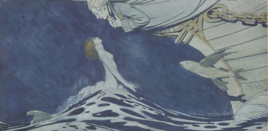 MERMAID AND SHIP'S FIGUREHEAD WITH FLYING FISH