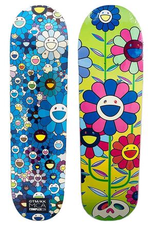 Takashi Murakami Flowers Skateboard Decks: set of 2 works (Murakami skateboard) 2017