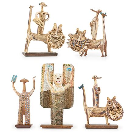 Hal Fromhold, ‘Five figural sculptures including three knights on lions, California’