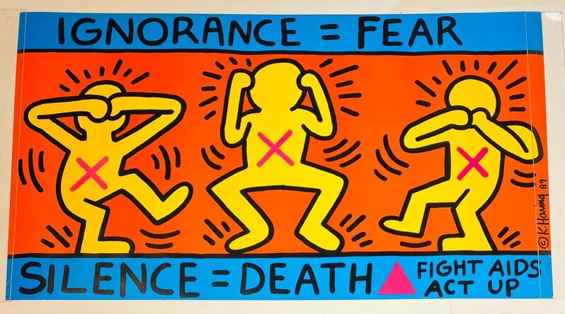 Keith Haring, ‘Keith Haring Ignorance = Fear, 1989 (Keith Haring Act Up poster)’, 1989, Posters, Offset lithograph in colors, Lot 180 Gallery