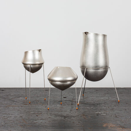 Adi Toch, ‘A set of three soft silver vessels on stilts’, 2016
