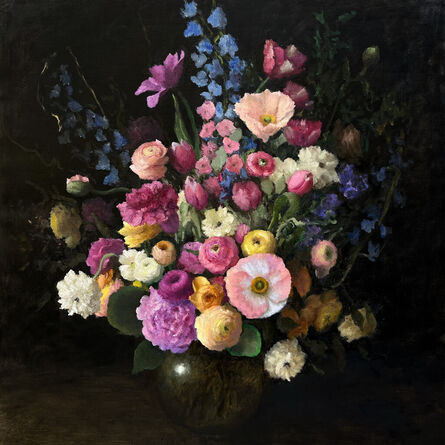 James Zamora, ‘Floral Arrangement in Gold Vase II’, 2024