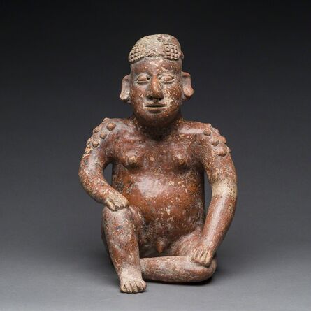 Unknown Pre-Columbian, ‘El Arenal Brown Style Jalisco Terracotta Sculpture of a Seated Man’, 300 BC to 300 AD