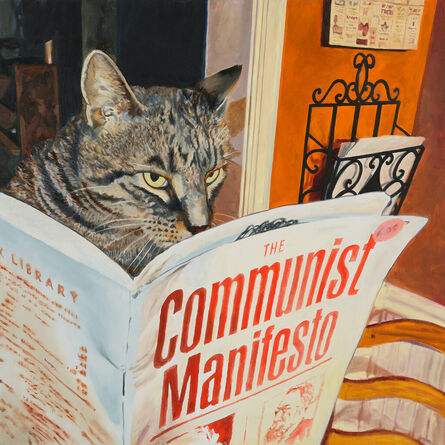 Christine Wang, ‘Marx cat with orange wall’, 2023