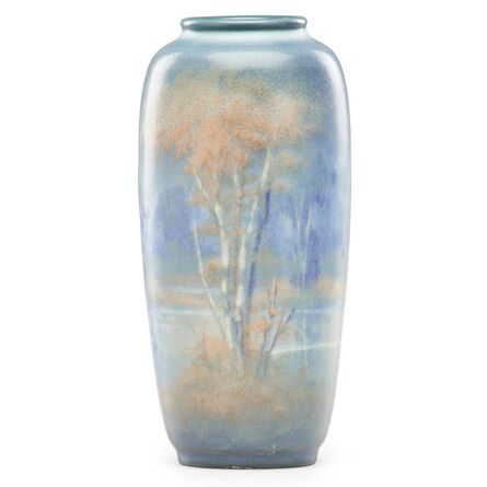 Edward T. Hurley, ‘Scenic Vellum vase with birch trees and lake’, 1945