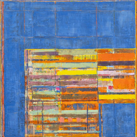 David Sorensen, ‘Blue Return - bold, bright, colorful, abstract, modernist, oil on canvas’, 2000
