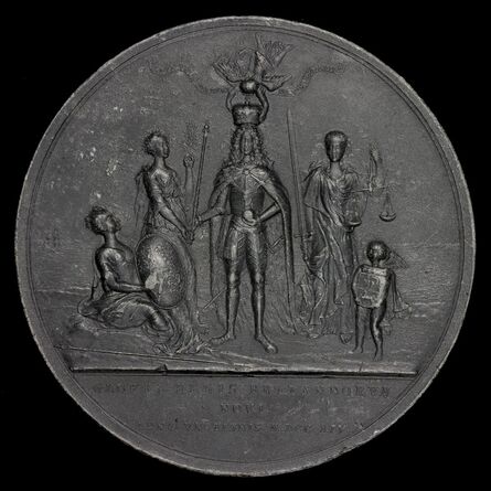 Nicolaus Seeländer, ‘The King Being Crowned between Peace and Justice [reverse]’, 1714