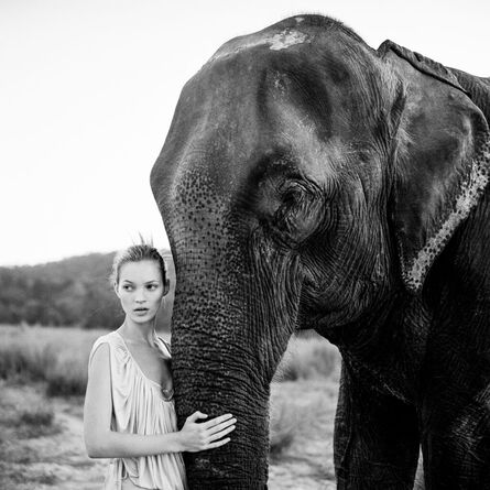 Arthur Elgort, ‘Kate Moss & Elephant, Nepal, British Vogue’, 1993