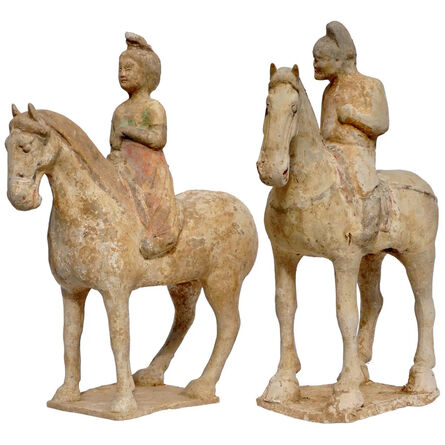 Tang Dynasty, ‘Tang Dynasty Male and Female Horse and Riders’, ca. 600