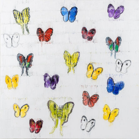 Hunt Slonem, ‘White Butterflies Easter’, 2021