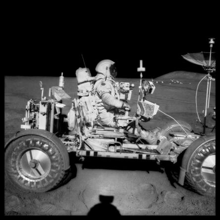 Michael Light, ‘070 David Scott Drives the First Lunar Rover; Note Aerial Navigation Photographs; Photographed by James Irwin, Apollo 15, July 26-August 7, 1971’, 1999
