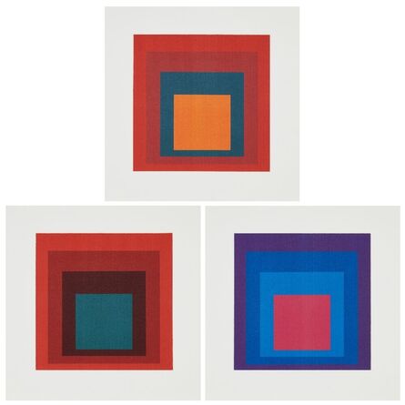 Josef Albers, ‘Homage to the Square (Red with Teal Square); Homage to the Square (Purple with Pink Square); Homage to the Square (Red with Orange Square)’