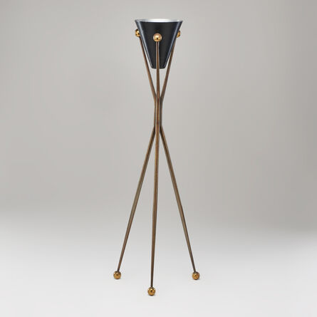 Style of Jacques Adnet, ‘Conical-form standing floor ashtray with tripod base’, ca. 1950s