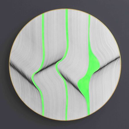 Roberto lucchetta, ‘Fluorescent Green 2024 - geometric abstract painting’, 2023