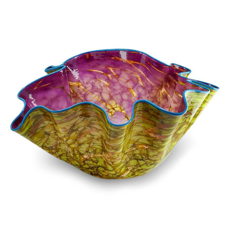 Dale Chihuly, ‘Dale Chihuly Wisteria Violet Macchia with Eucalyptus Lip Wrap Handblown Glass’, 1996