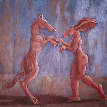 Sophie Ryder, ‘Pink Lady-Hare Dancing with Big Brown Dog’, 2000