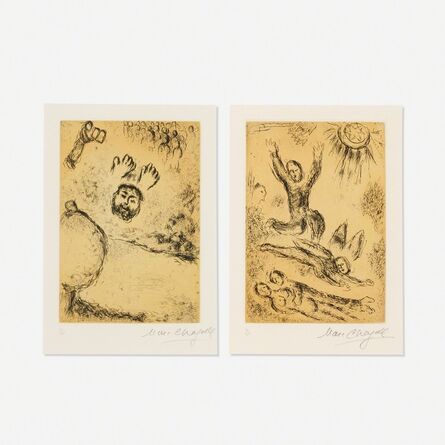 Marc Chagall, ‘Etching 12, Psalm 25 and Etching 24, Psalm 77 (two works from The Psalms of David)’, 1979