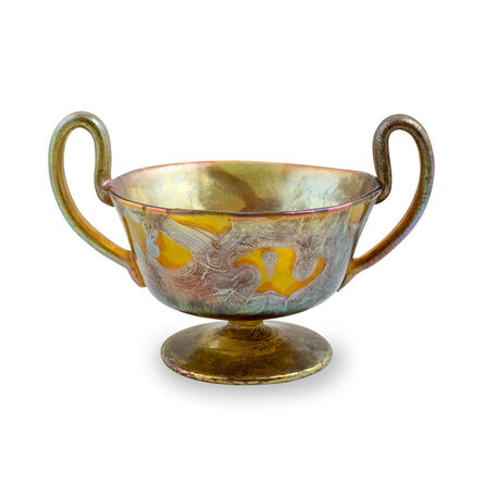 Loetz, ‘Loetz Vase with handles ca. 1900 PhenomenGre 29 restored signed’, ca. 1900