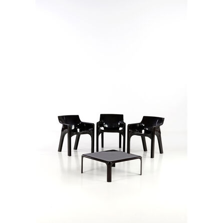 Vico Magistretti, ‘Gaudi & Demetrio 70 - Set of three chairs and a coffee table’, circa 1970