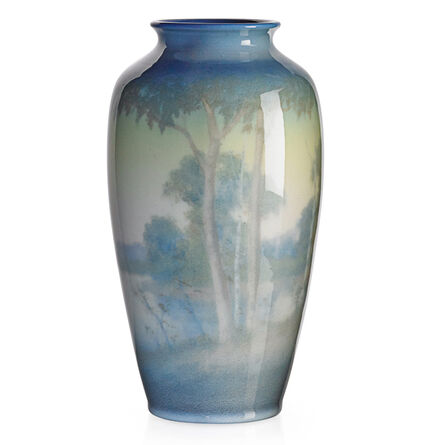 Edward T. Hurley, ‘Rookwood, Jewel Porcelain Scenic Vase With Lake And Trees (Uncrazed), Cincinnati, OH’, 1943
