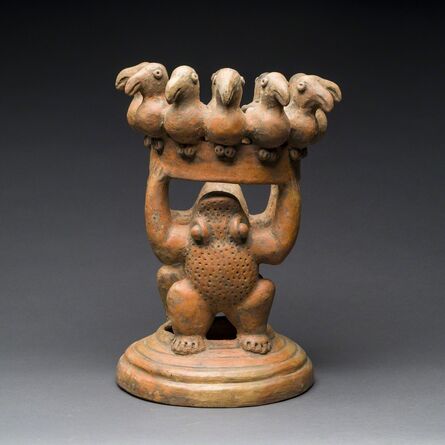 Unknown Pre-Columbian, ‘Terracotta Sculpture With Frog And Bird Motifs’, 300 BC to 300 AD