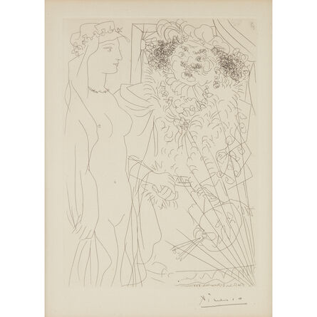 Pablo Picasso, ‘Rembrandt et Femme au Voile, Plate 36 from La Suite Vollard’, 1934