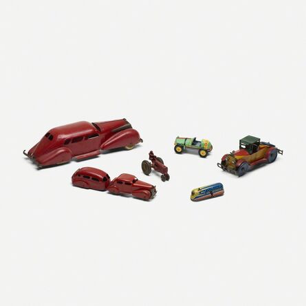 Unknown American, ‘collection of six vintage toy cars’, c. 1950
