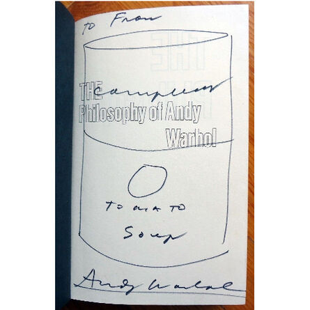 Andy Warhol, ‘"Campbell's Soup Can", 1975, Drawing/Signed Book, "The Philosophy of Andy Warhol"’, 1975