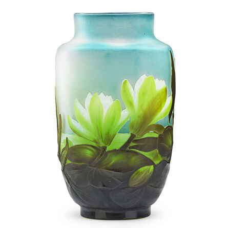 Galle, ‘Exceptional Blown-Out Pillow Vase With Water Lilies, France’, Early 20th C.