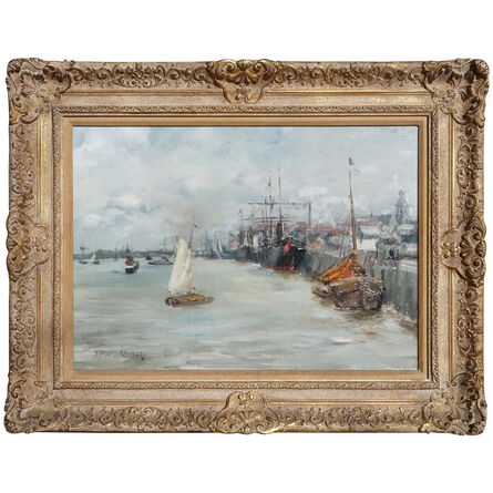 William Merritt Chase, ‘William Merritt Chase “Port Of Antwerp” Oil Painting’, 1883