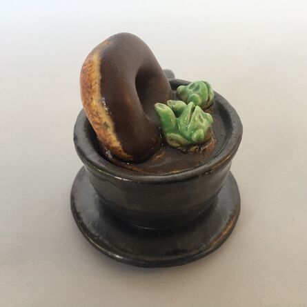 David Gilhooly, ‘Cup of Coffee with Chocolate Covered Donut and Frogs’, 1989