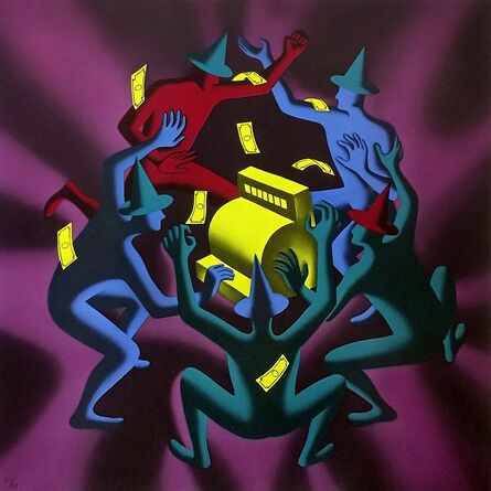 Mark Kostabi, ‘CASH DANCE (PURPLE)’, 1990