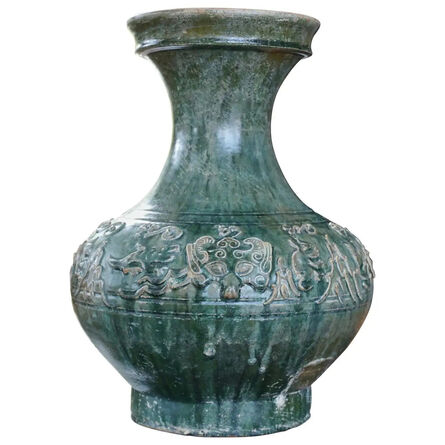 Unknown, ‘Large Han Dynasty Hu Green Glazed Mythical Beasts Vessel’, 1200-1400