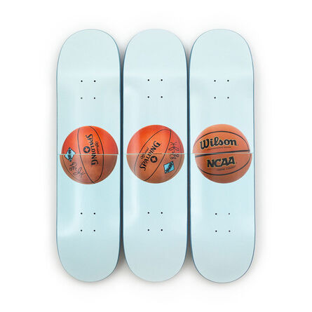 Jeff Koons, ‘Three Ball 50/50 Tank (Spalding Dr. JK Silver Series, Wilson Supershot) Skateboard Deck (Set of 3)’, 2023
