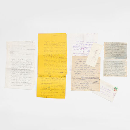 Méret Oppenheim, ‘Group of 11 letters, notes and decorated envelope’, 1975-1977