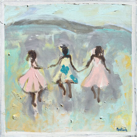 John Maitland, ‘Three Girls Dancing on Blue’, 2023